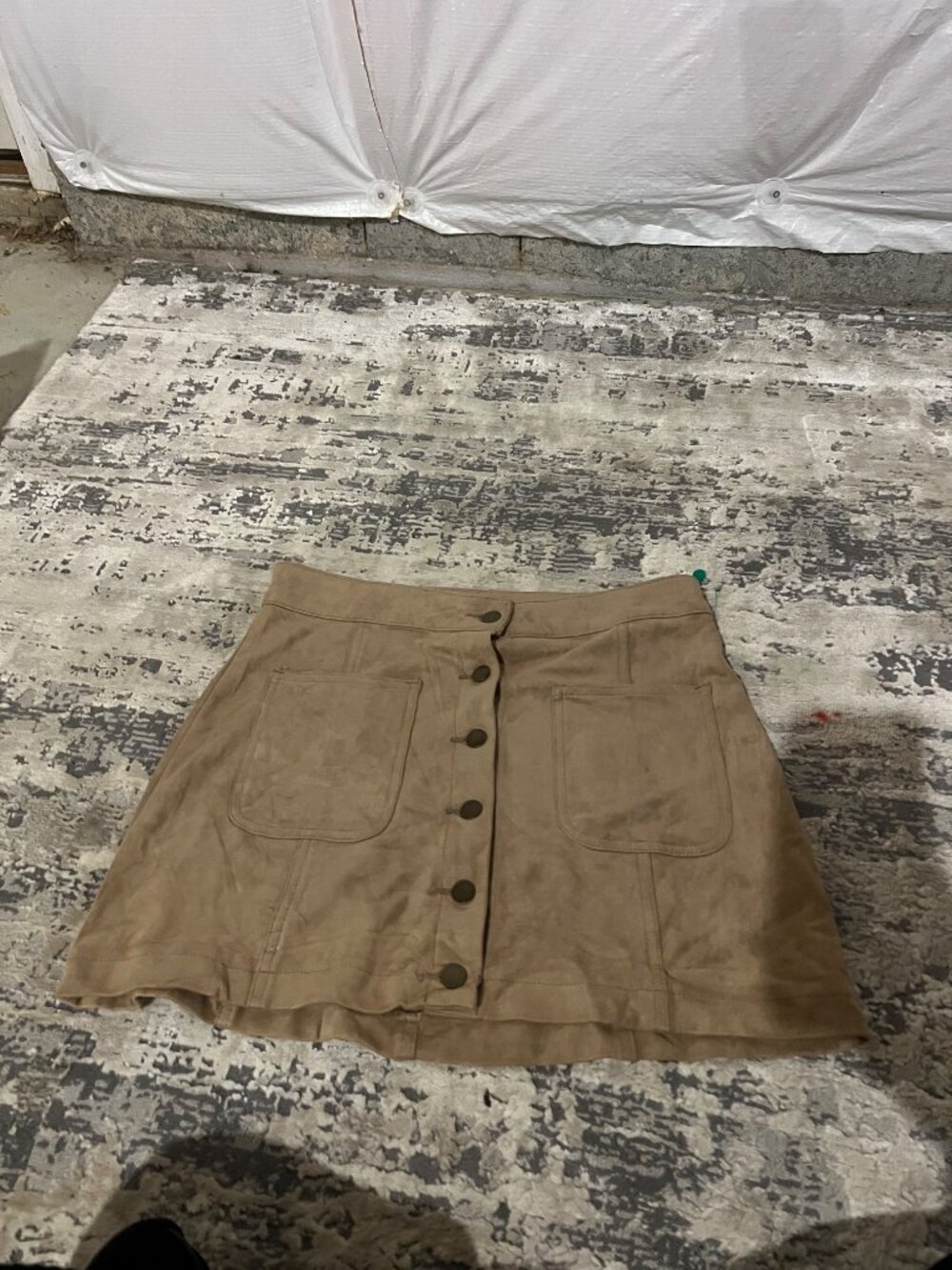 Altar'd State Tan Button Front Mini Skirt Size S